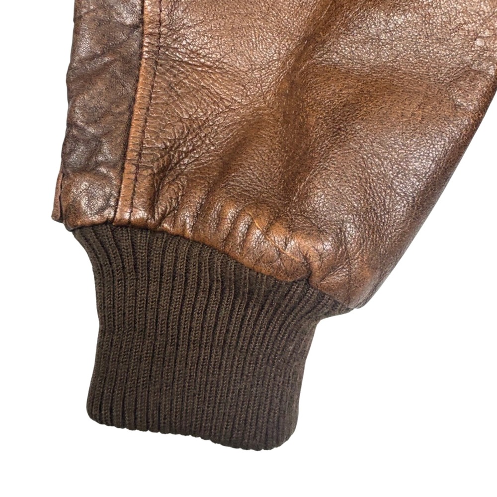 Vintage Leather Bomber Jacket Brown Distressed Aviator Flight 80s Adam Spencer M - Picture 13 of 16
